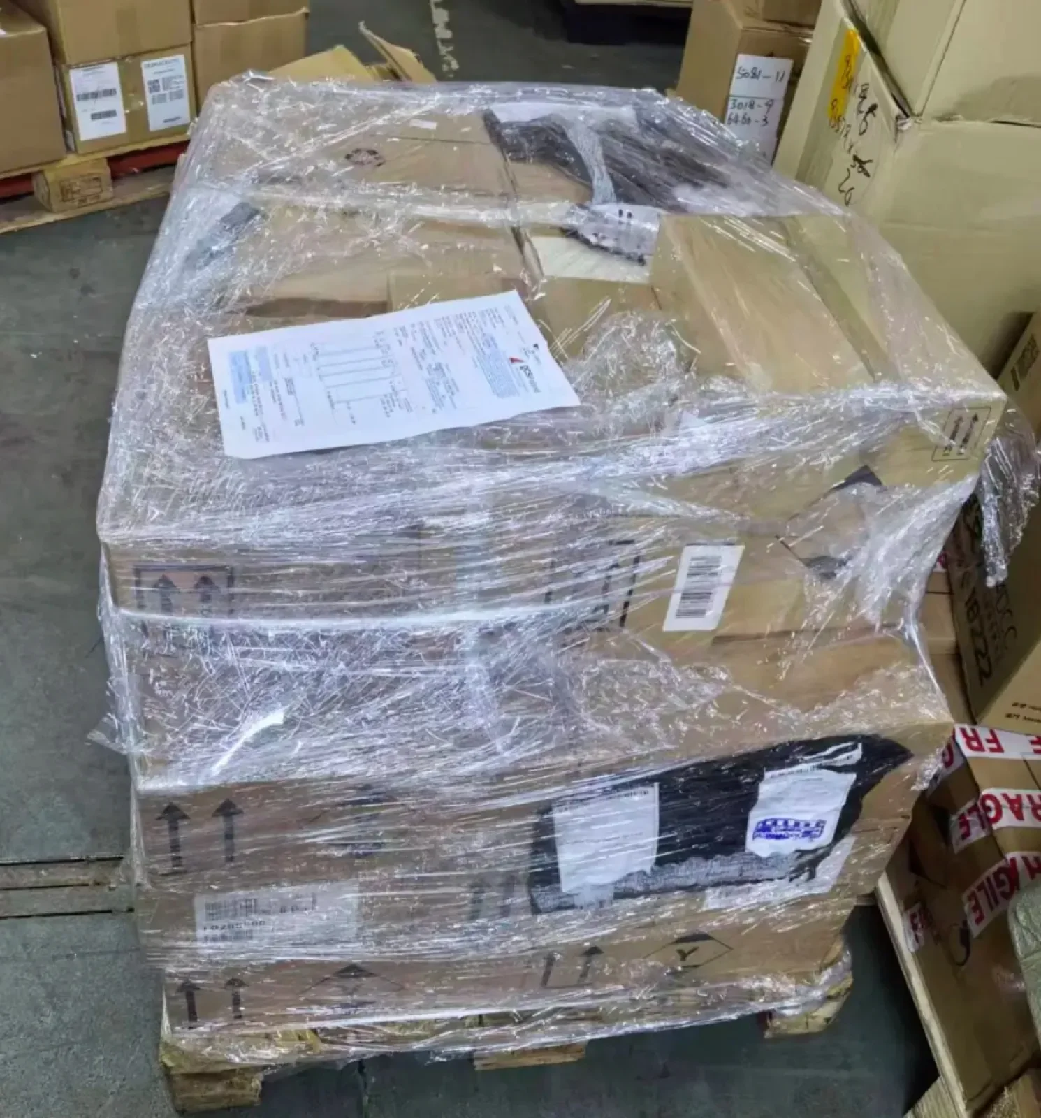 Wrapped and labelled carton pallet ready for shipment